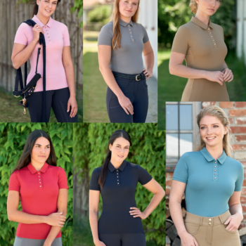 Damska jeździecka koszulka Polo z rękawkiem Covalliero kolekcja 2023